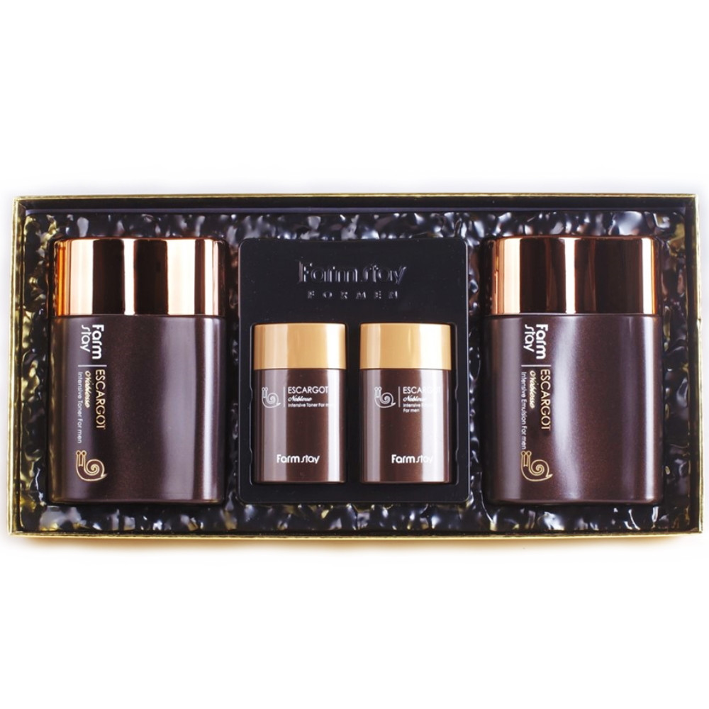 Мужской набор по уходу за кожей лица с муцином улитки Farmstay Escargot Noblesse Intensive Skin Care 2 Set 4шт (8809426959532)