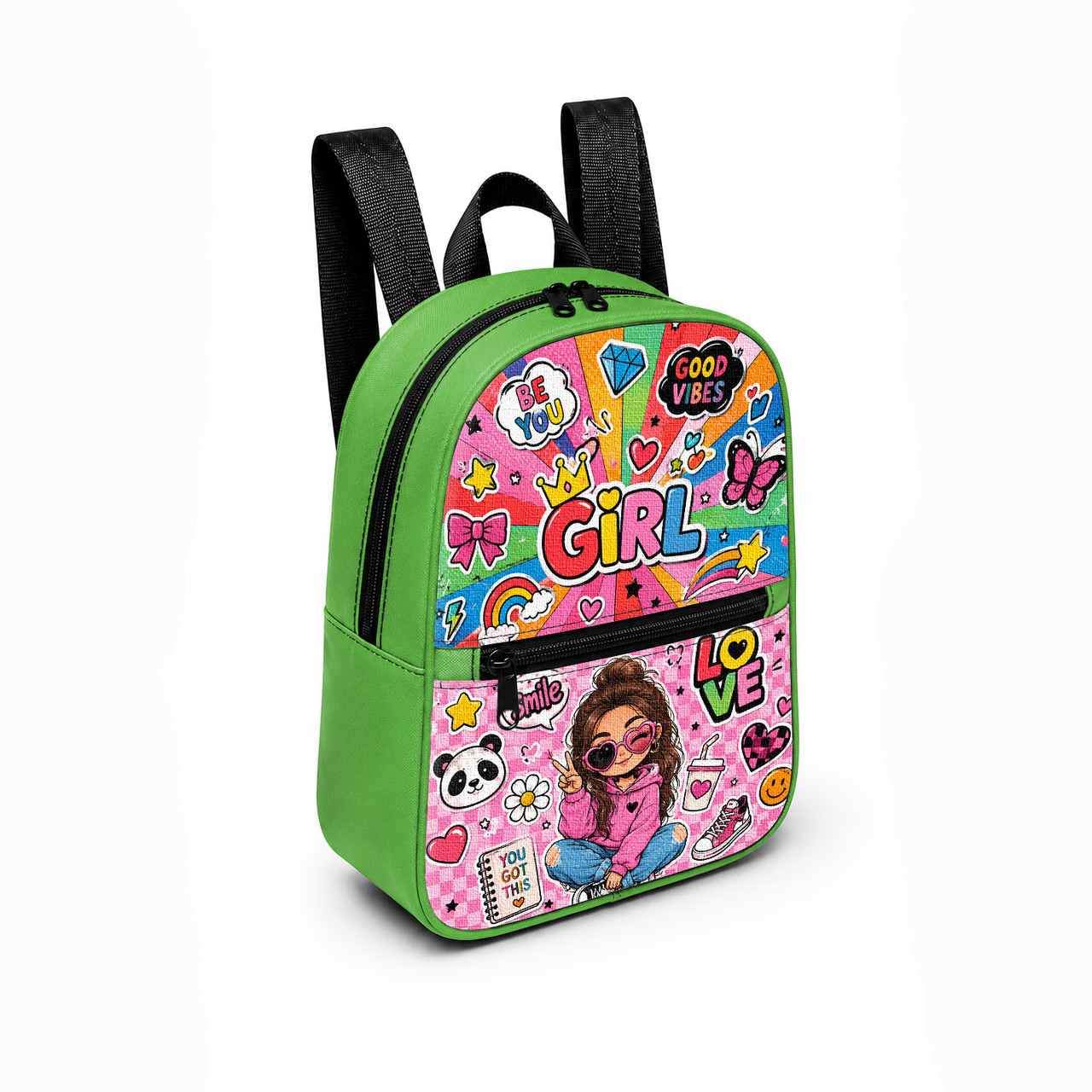 Дитячий міні-рюкзак для дівчинки Kawaii Girl 28×24×10 см, зелений