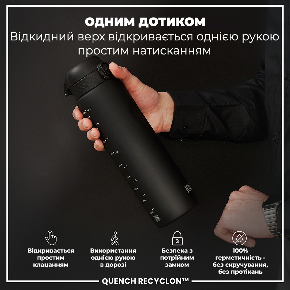 Пляшка для води ION8 BPA Free 1 л Black (I8RF1000BLK)