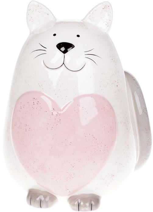 Скарбничка ceramic Котик з рожевим серцем 20.3 см Bona DP42152