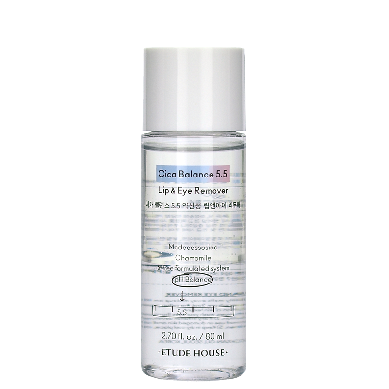 Слабокислотное двухфазное средство для снятия макияжа Etude House Cica Balance 5.5 Lip & Eye Remover 24 80 мл (8809587386871)