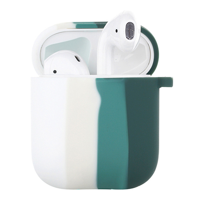 Силіконовий футляр Epik Colorfull для навушників AirPods 1/2 Білий / Зелений 1132367