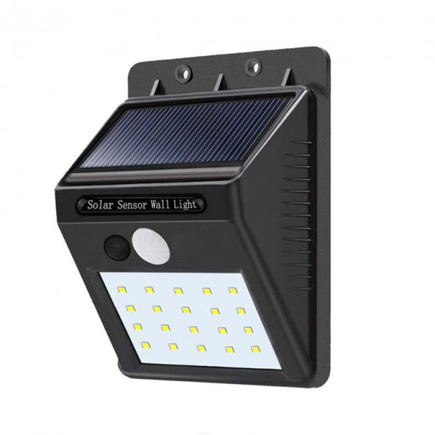 Вуличний LED ліхтар Solar Motion Sensor Light На сонячній батареї з датчиком руху 20 Led Чорний (258539)