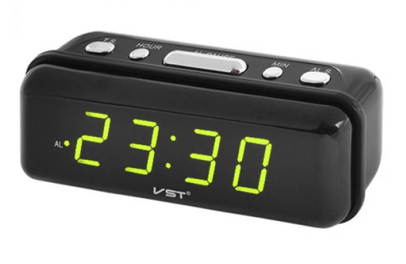 Настільний годинник із зеленим підсвічуванням VST 738 Чорний