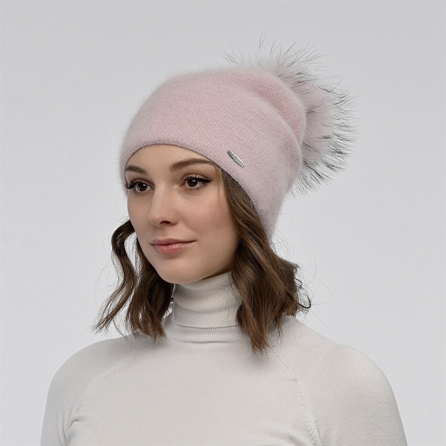 Шапка женская с помпоном 658-791 LuckyLOOK OneSize Розовый