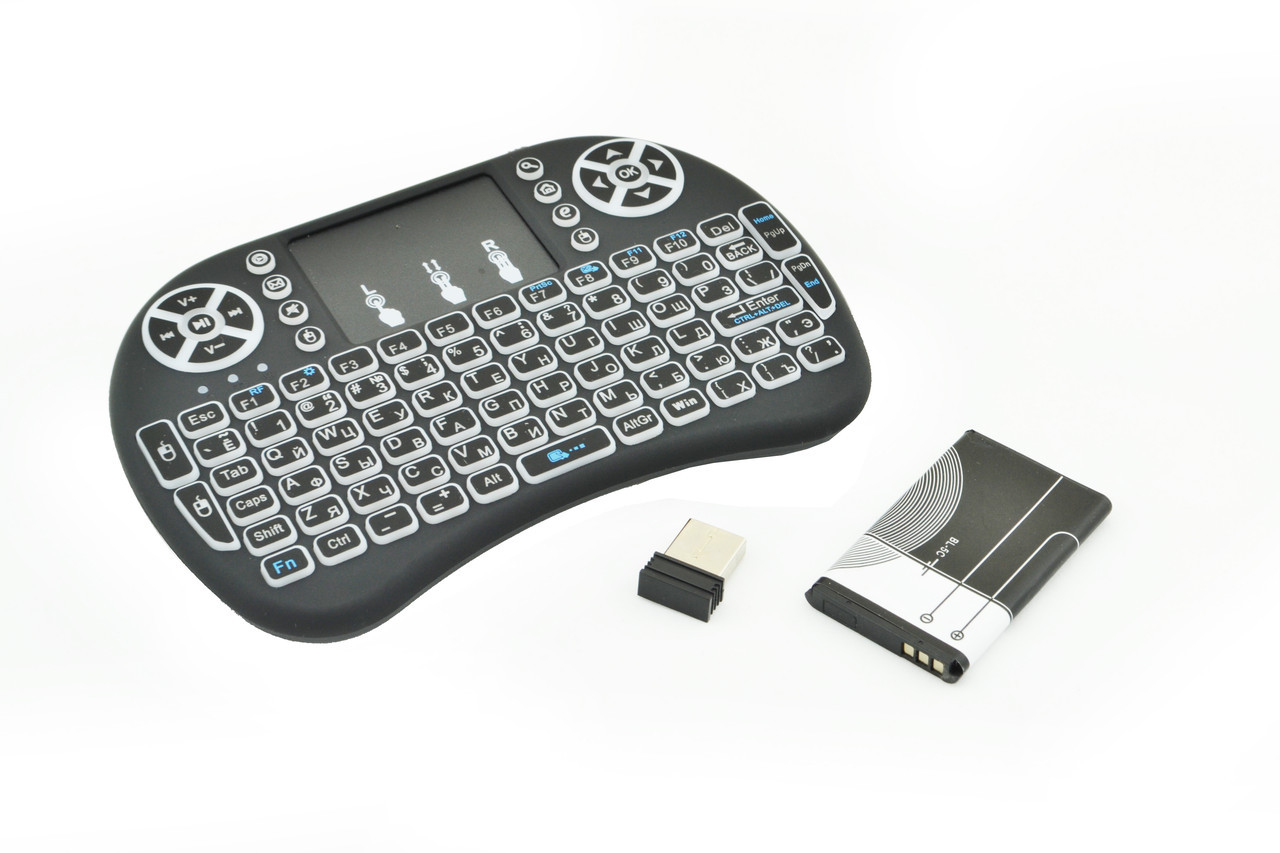 Клавиатура беспроводная русская с подсветкой Rii mini i8 2.4G Черный (R0091)