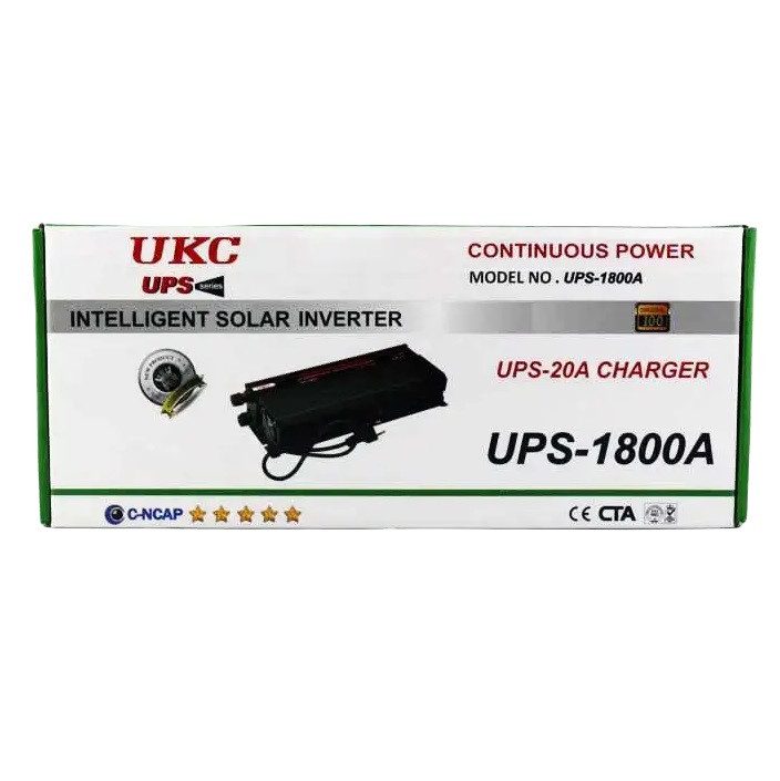 Преобразователь напряжения инвертор UKC UPS-1800A 1800W DC/AC 12V-230V с зарядкой Black
