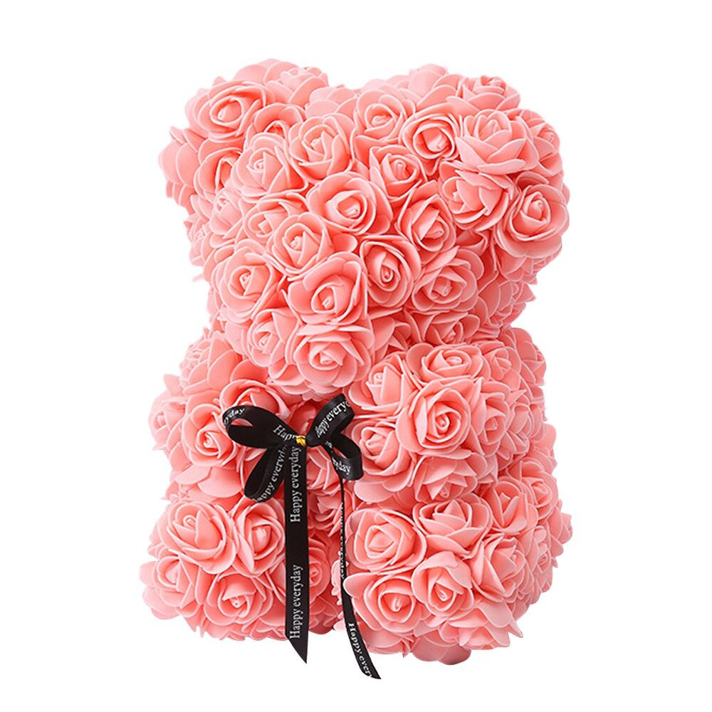 Ведмедик з троянд 25 см у подарунковій коробці 3D Teddy Flower Оригінальний подарунок дівчині у подарунковій упаковці Світло-рожевий