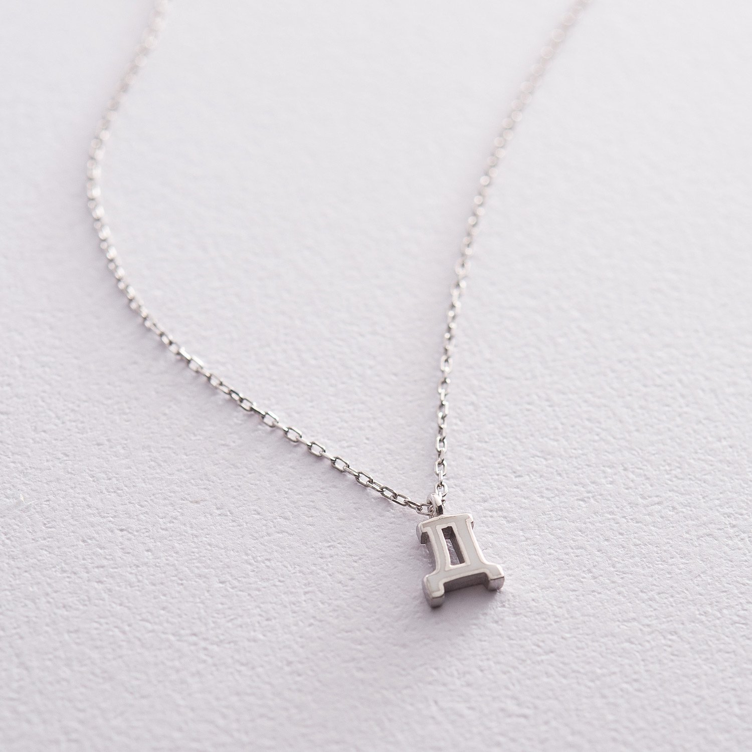 Серебряное колье с буквой Д 18962б Оникс 45