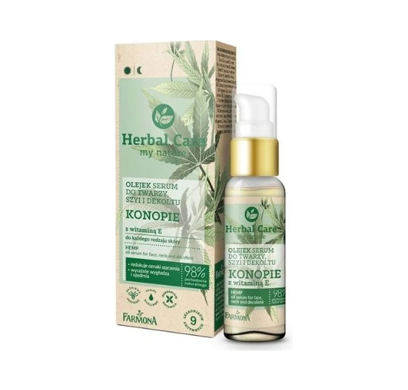 Конопляна олія-сироватка для обличчя шиї та декольте Farmona Herbal Care 50 мл (5900117974391)