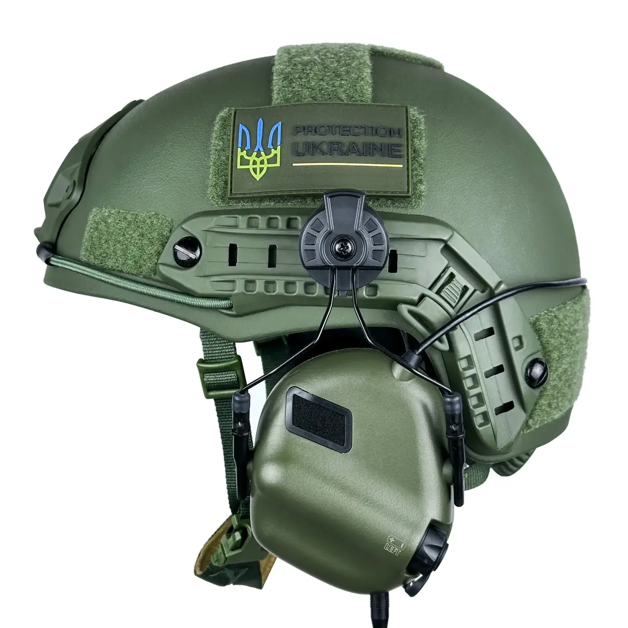 Шлем кевларовый FAST NIJ IIIA и наушники Earmor M31H Mod3 M Ranger Green