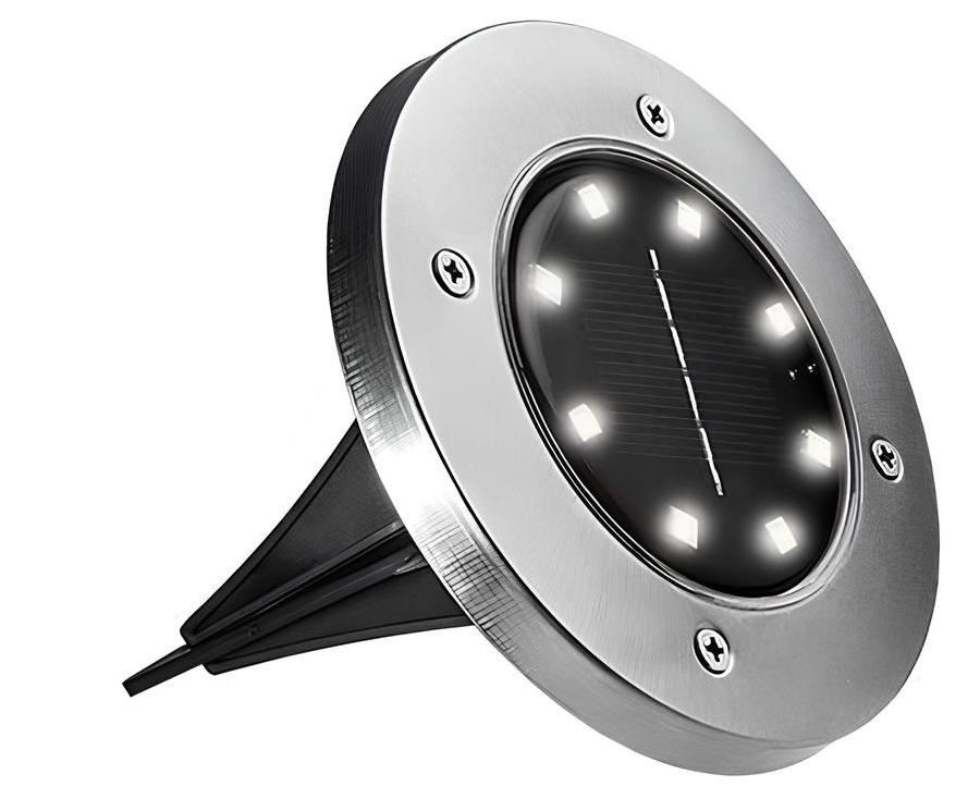 Садовый уличный светодиодный фонарь-подсветка на солнечной батарее Solar Disk Lights 8 LED 164-12328830
