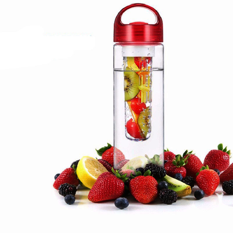 Пляшка SUNROZ Fruit Bottle з контейнером для фруктів 800 мл Червона (SUN0094)