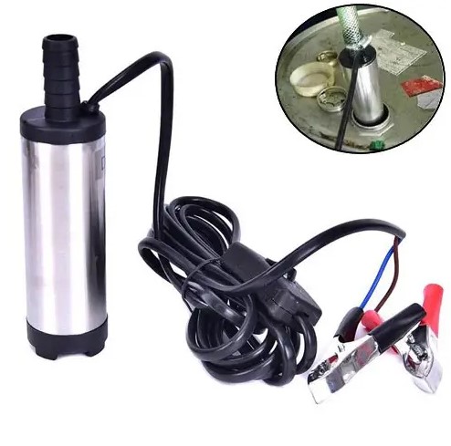 Насос электрический погружной для перекачки топлива дизеля No Brand помпа 12 V 14.7x3.8 см Серо-черный (2104618545)