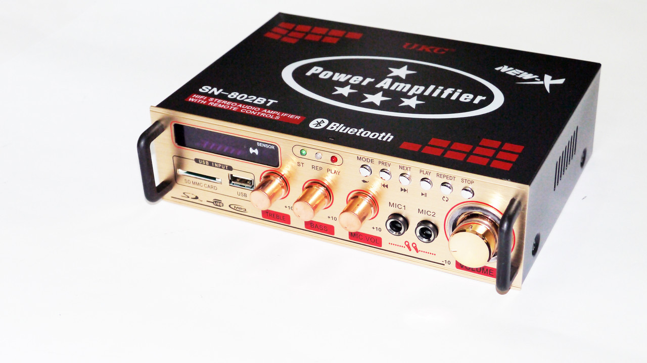 Підсилювач звуку UKC SN-802BT FM+USB Bluetooth Karaoke Чорний (749383375)