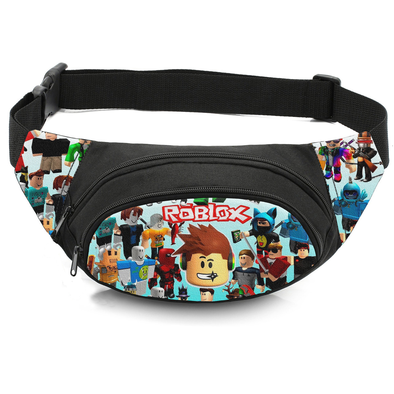Дитяча сумка-бананка з принтом Roblox, чорна, 32×8×13 см — арт. 2894520097