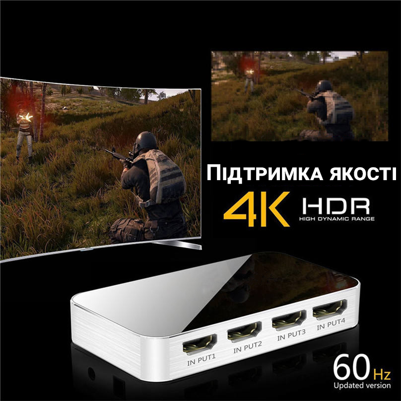 HDMI коммутатор свитч на 4 порта Addap HVS-06 4К Silver