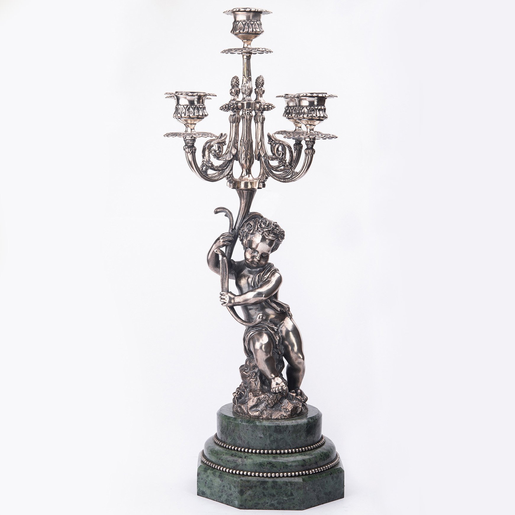 Срібний свічник ручної роботи Античний сер00037 Онікс