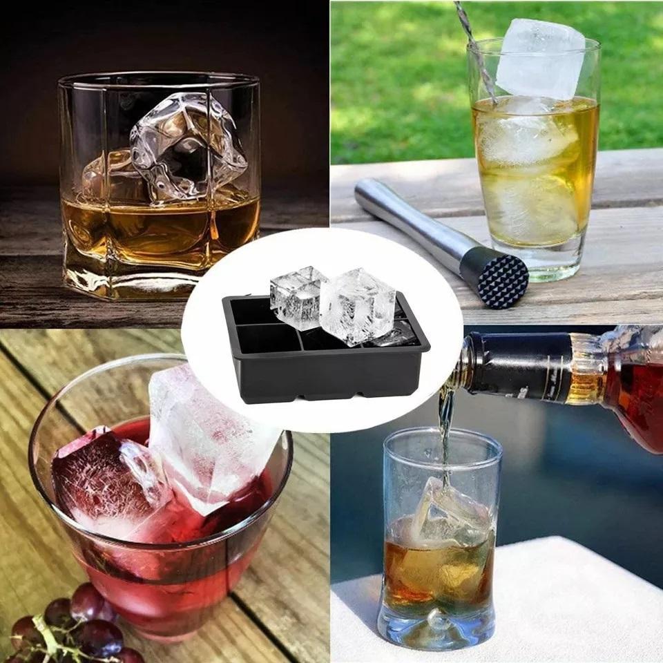 Форма для льда силиконовая Ice Кубики 4 ячейки 11х11х5 см Черный (С051348)