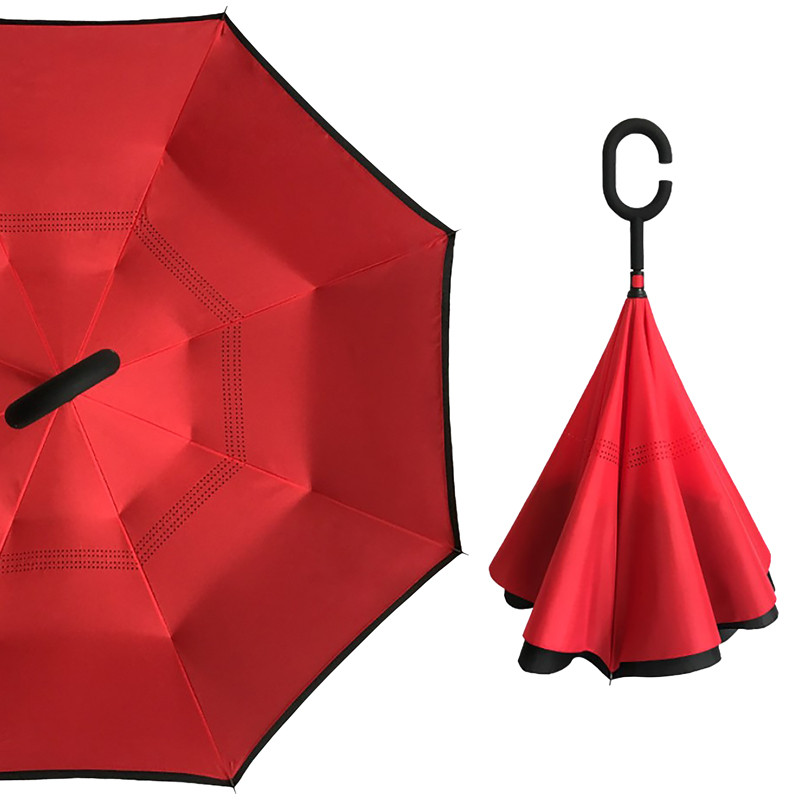 Женский зонт наоборот Up-Brella Красный (2907-13257)