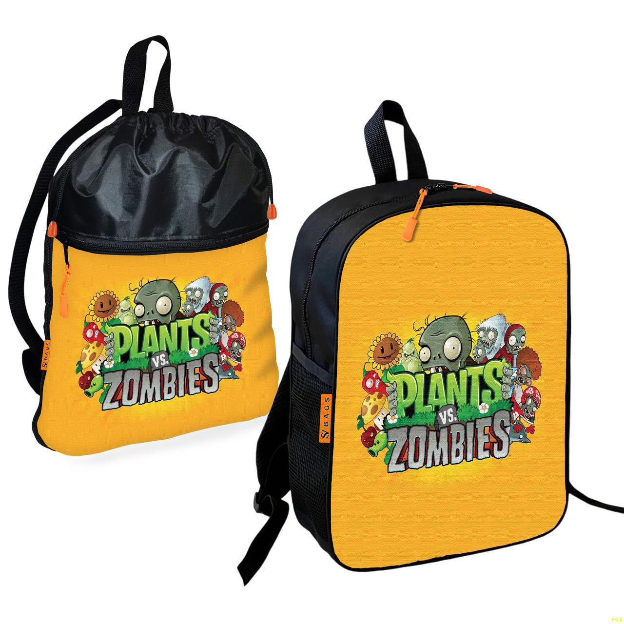 Дитячий шкільний рюкзак з сумкою для взуття Plants vs Zombies, 2 предмети
