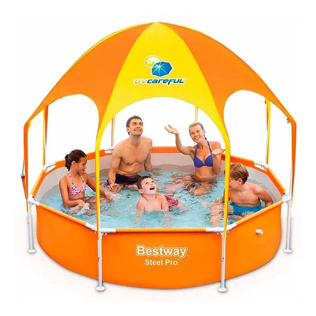 Басейн каркасний з навісом Bestway 56432 Помаранчевий
