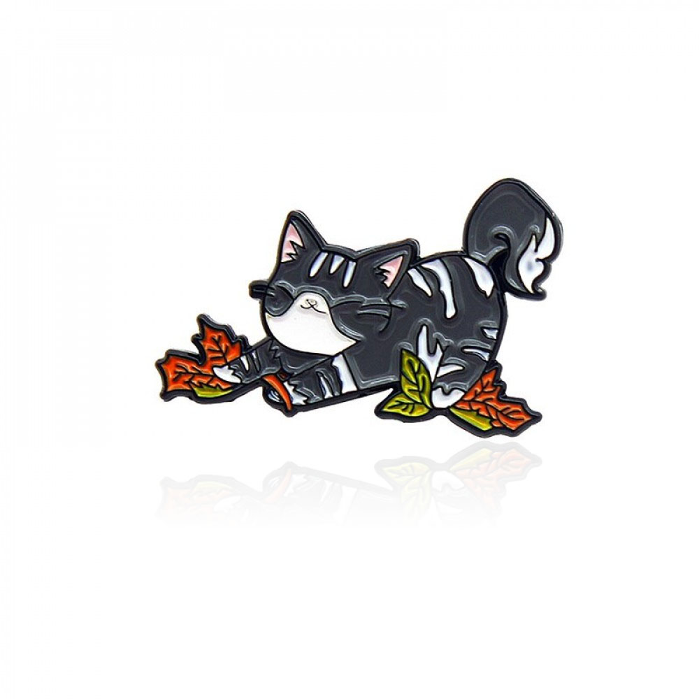 Брошь-значок BROCHE Котик после сна чёрная BRGV112564
