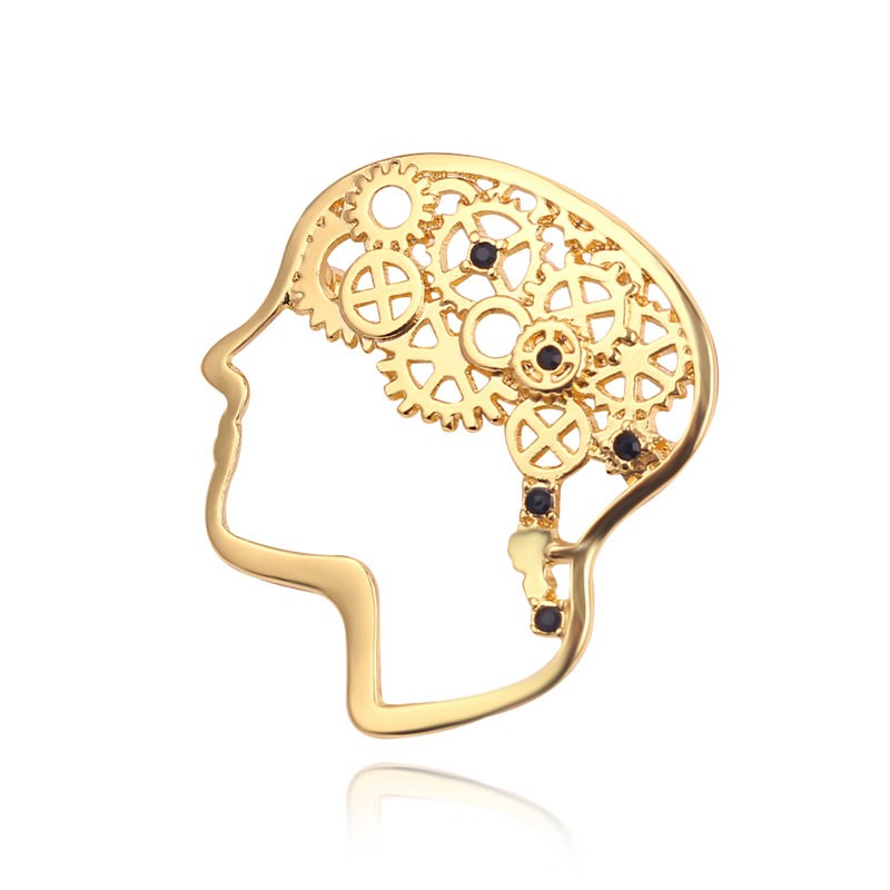 Брошь-значок BROCHE Медицина Мозг Шестерёнки золотистая BRGV112539