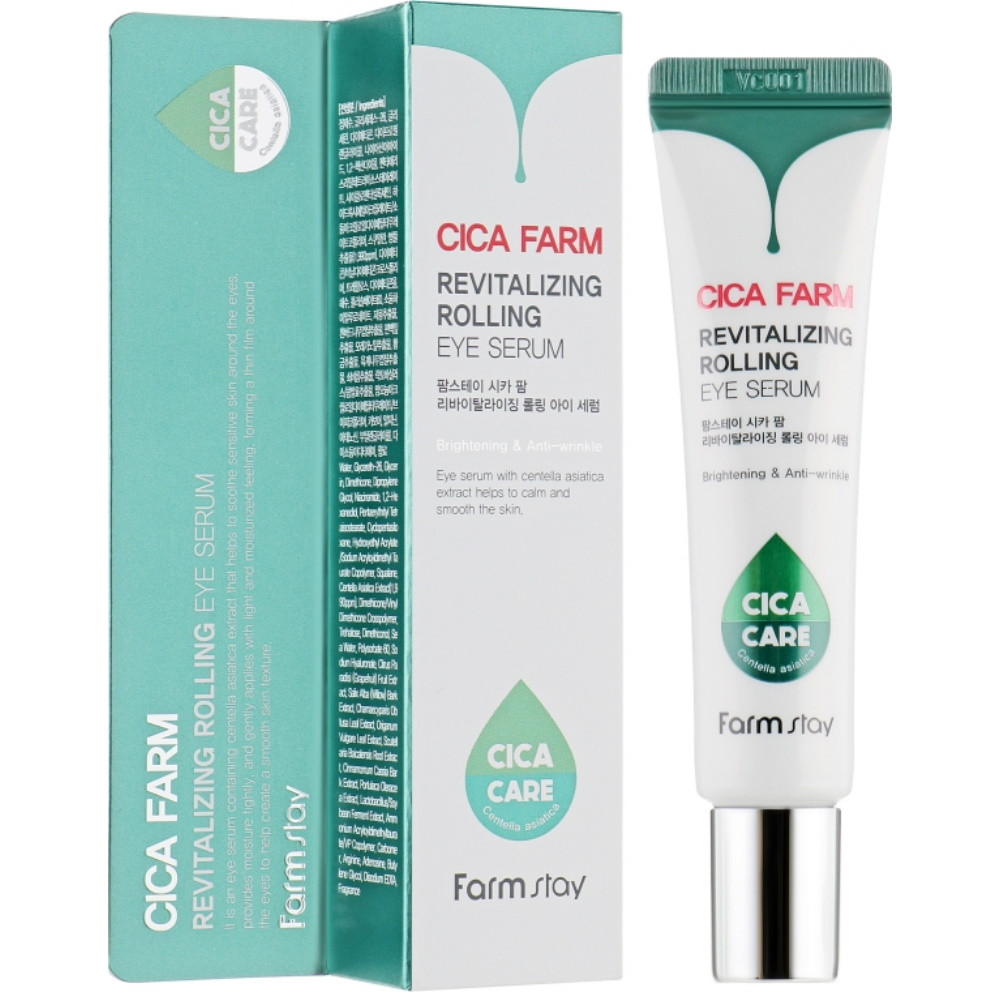 Антивозрастная сыворотка для кожи вокруг глаз Farmstay Cica Farm Revitalizing Rolling Eye Serum 25 мл (8809480773549)
