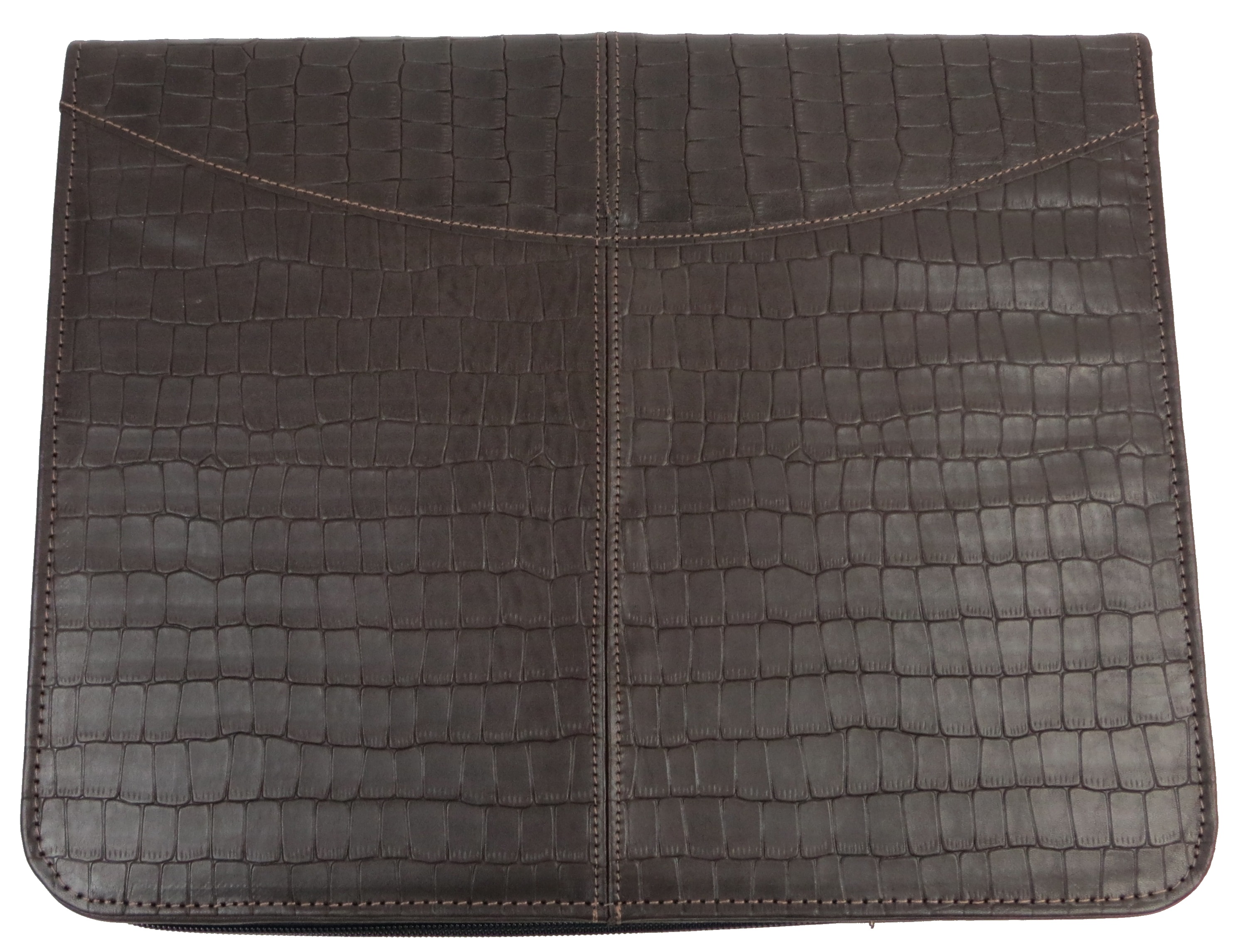 Деловая папка для документов из кожи под крокодила Portfolio Коричневый (Port1014 croco brown)
