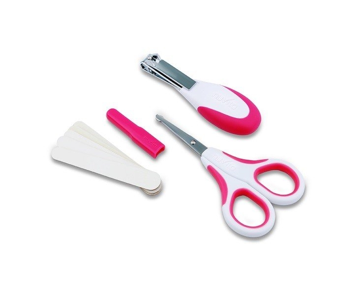 Набір по догляду за дитиною Nuvita 0м Рожевий Безпечні ножиці з аксесуарами (NV1138Lime)