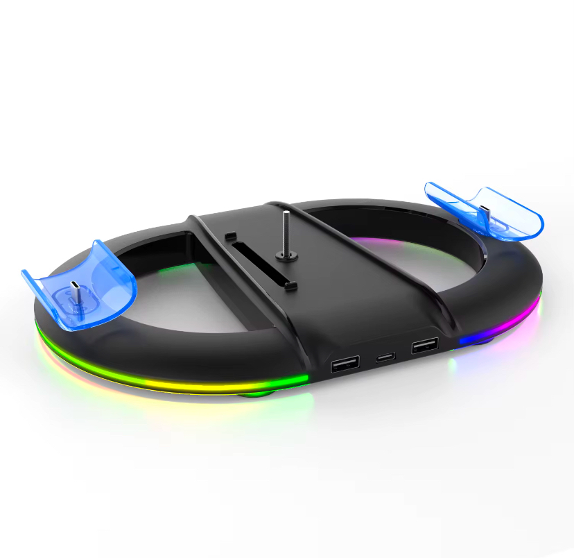 Вертикальная подставка для PS5 Slim iPega с держателем для наушников DualSense на 2 геймпада Черный ( hub_i0gmq3 )