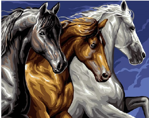 Картина за номерами BrushMe "Тріо коней" 40х50 см GEX5268