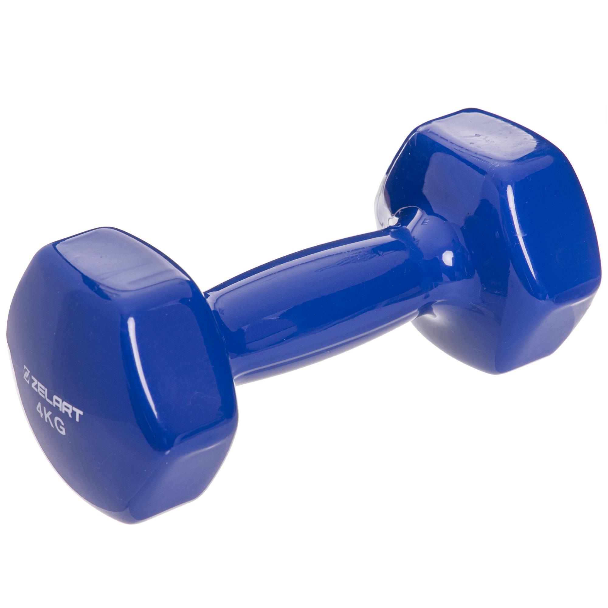 Гантель для фитнеса с виниловым покрытием Zelart TA-2777-4 4 кг Blue (SK000131)