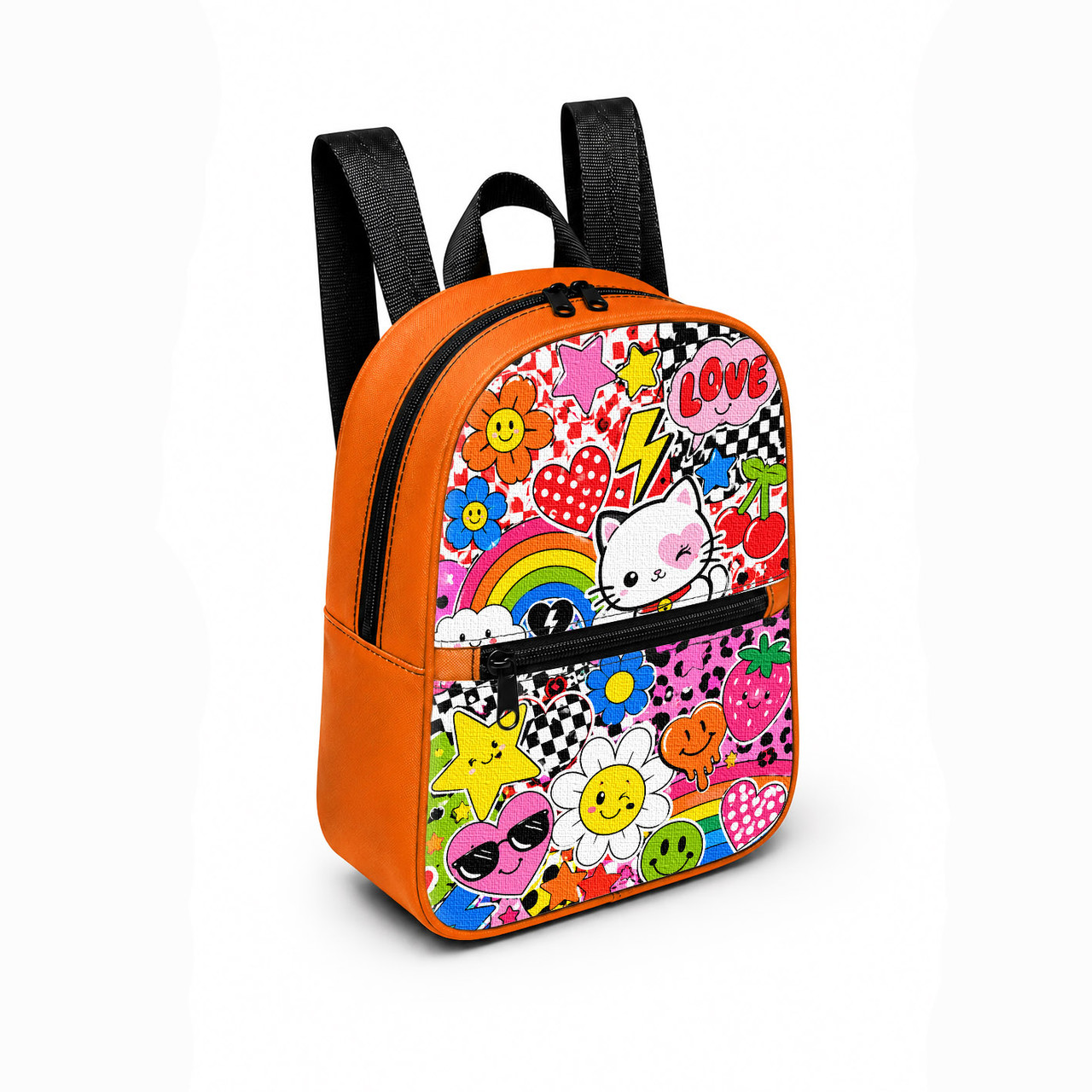 Дитячий міні-рюкзак для дівчинки Kitty Pop, оранжевий, 28x24x10 см