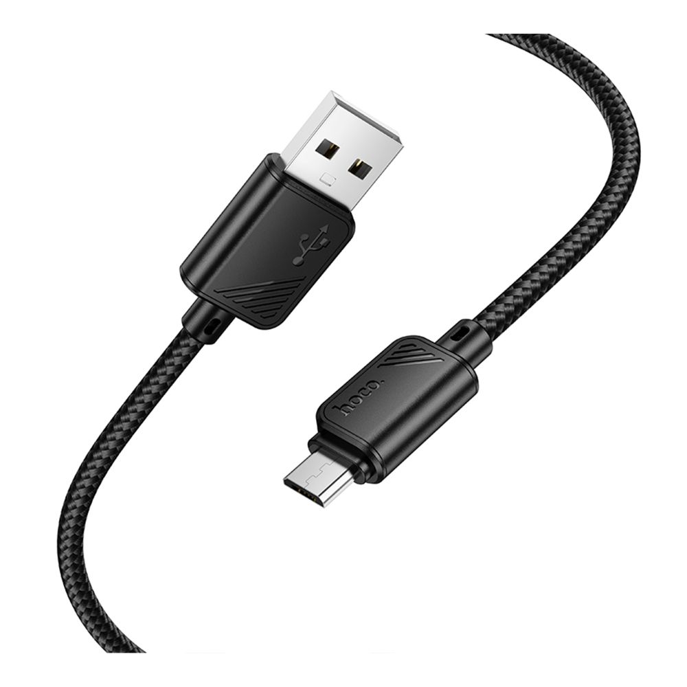 Кабель синхронизации Hoco X113 Nylon braided USB to МicroUSB 2.4A/1 м Black (36778_3609183)