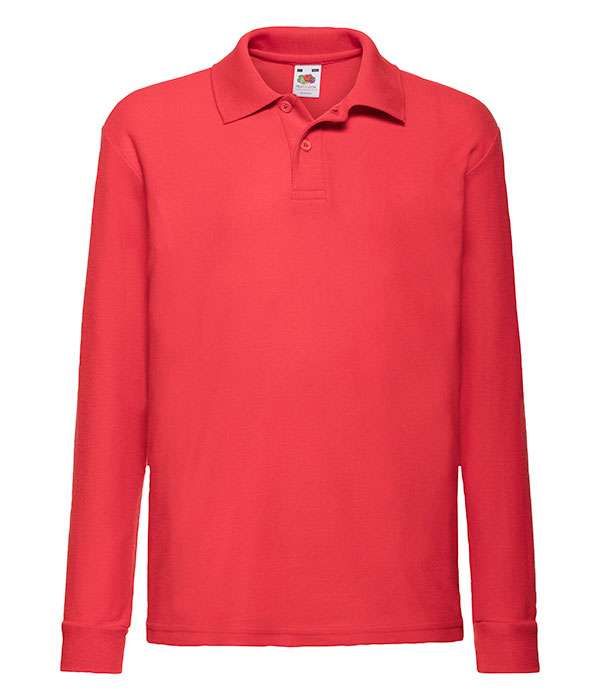 Поло Fruit of the loom 65/35 Long sleeve polo Kids 140 см Красный (63-201-0)