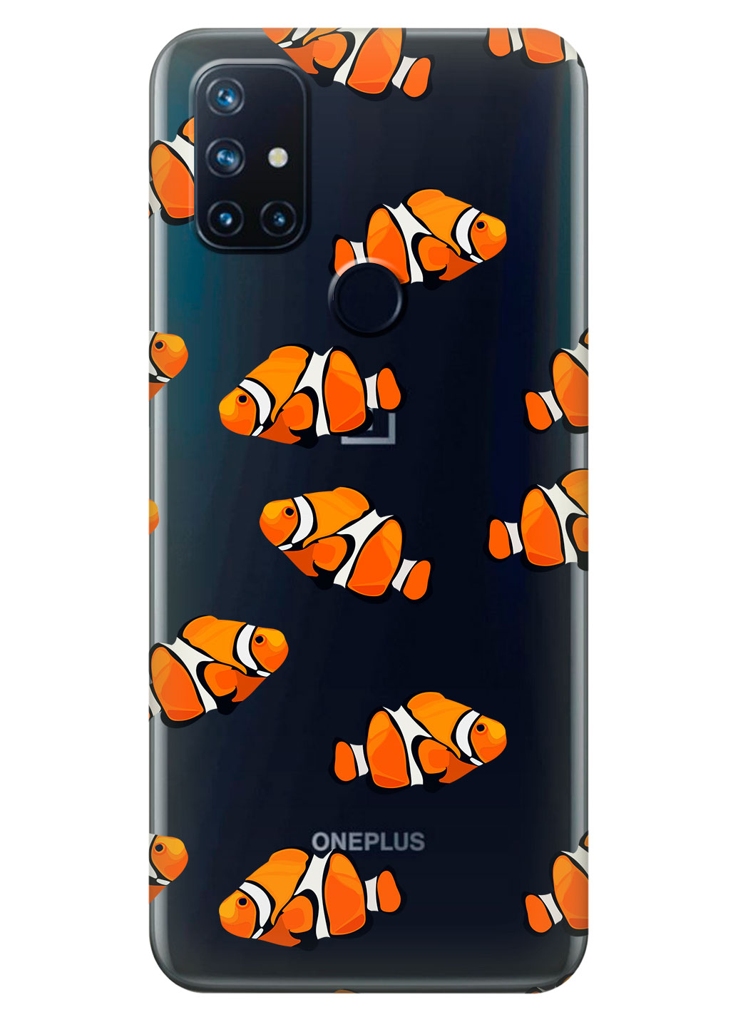 Прозрачный силиконовый чехол iSwag для OnePlus Nord N10 с рисунком - Рыбки (KS14791)