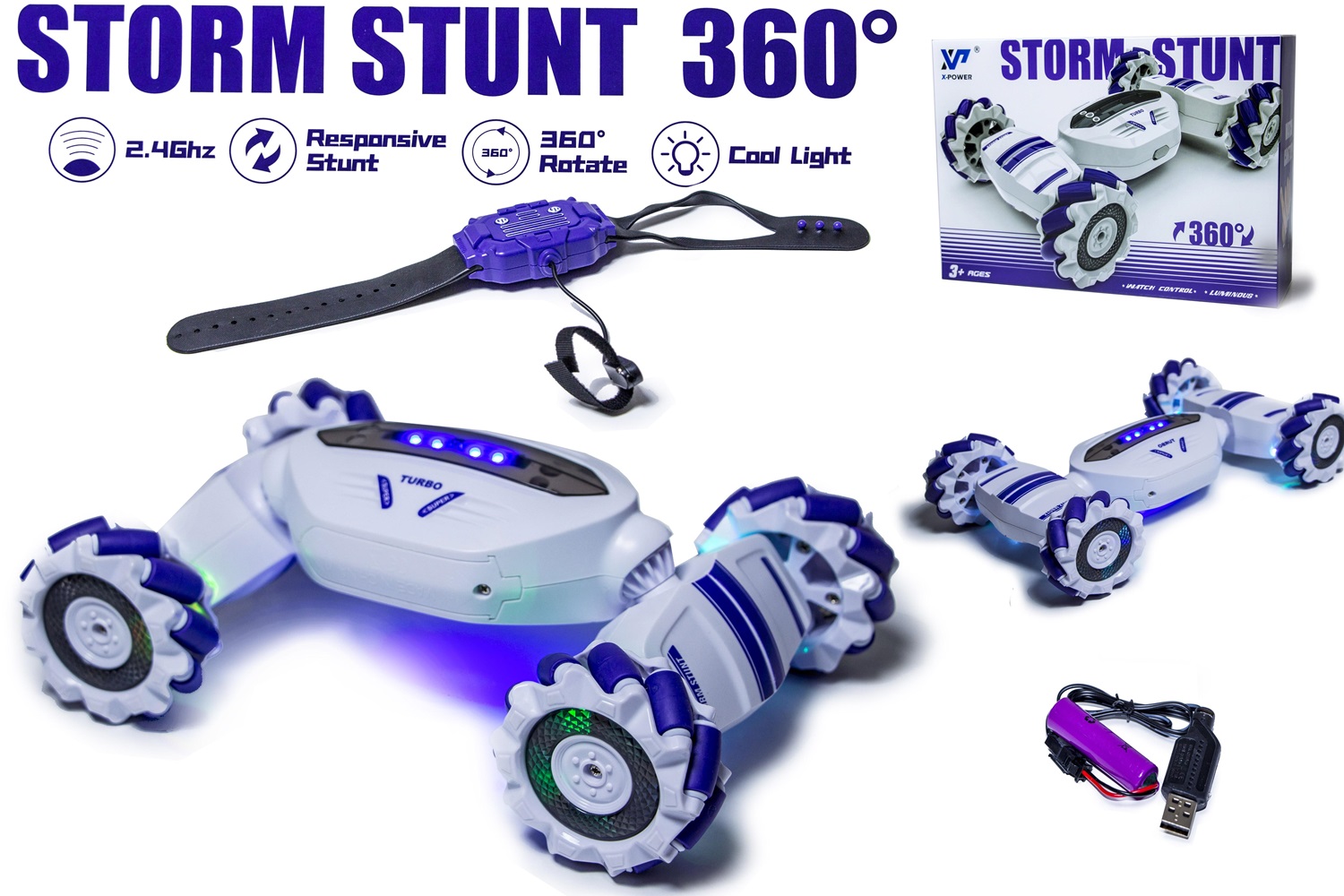 Машинка-багги Yufeng Storm Stunt 3.7 V 28х20х9 см Белый (1745272792)