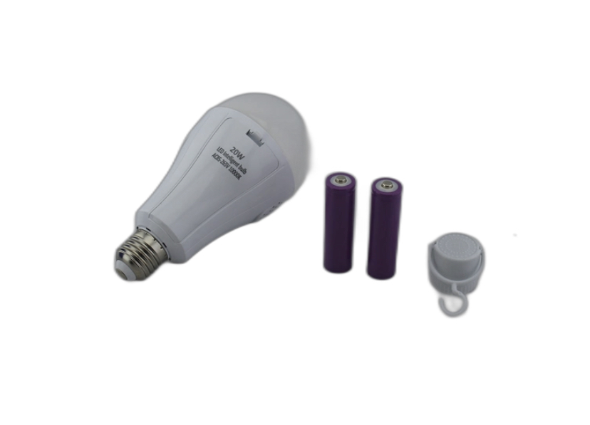 LED лампочка LMI 20W E27 свет белый 1500LM с аккумулятором 2*18650 (8442)