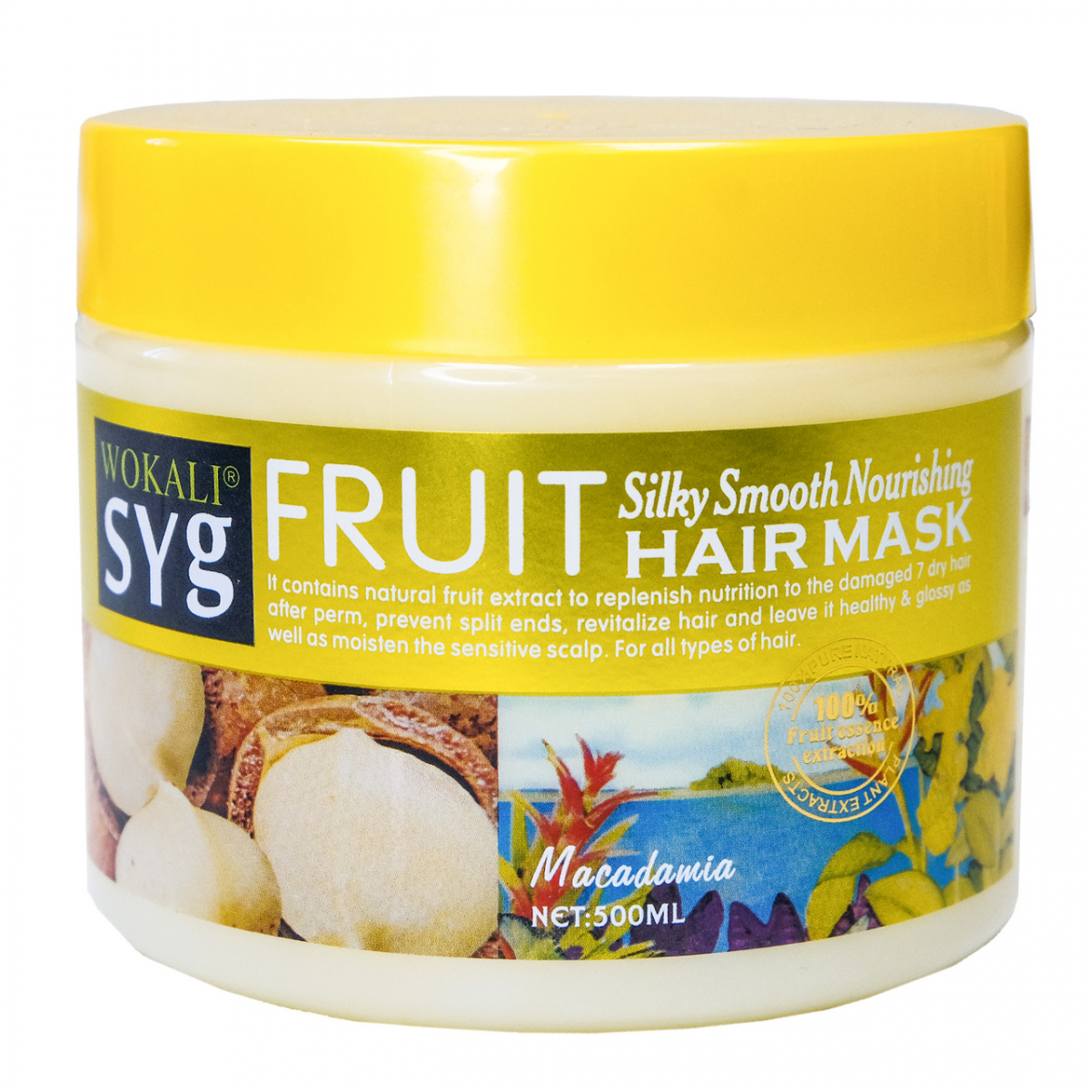 Маска для волос Гладкие и Шелковистые Wokali Fruit Hair Mask Macadamia 500мл
