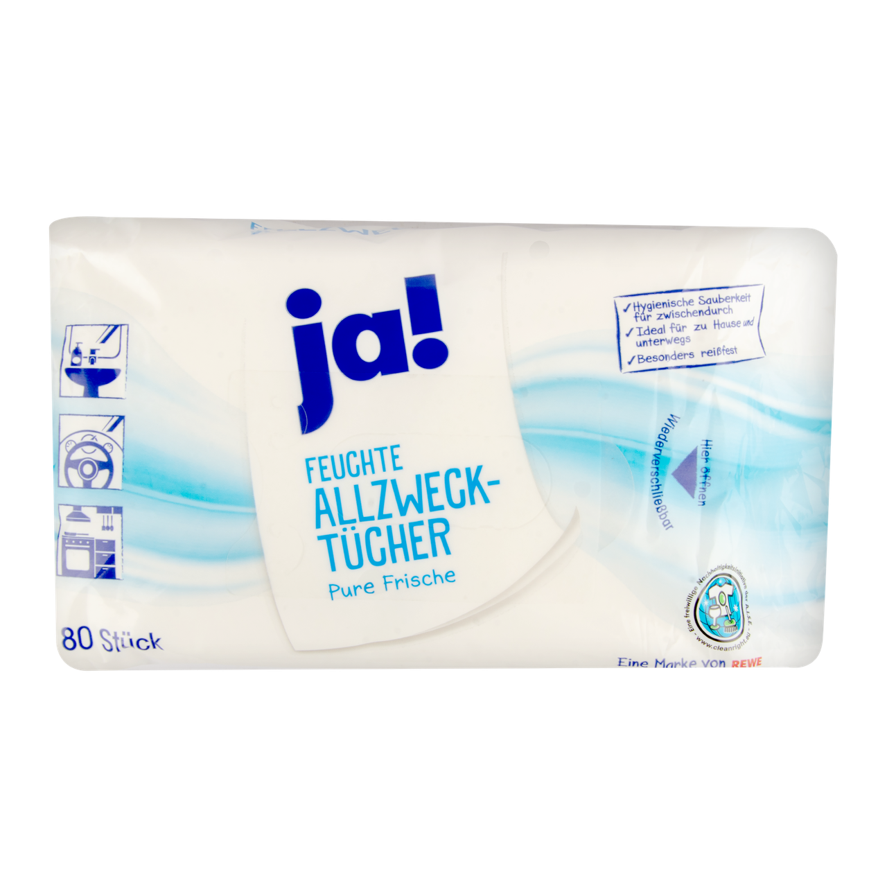 Вологі серветки для прибирання Ja! Pure Frische 80 шт