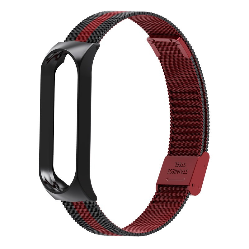 Ремінець Milanese Loop Strap для Xiaomi Mi Band 5/6 Black Red