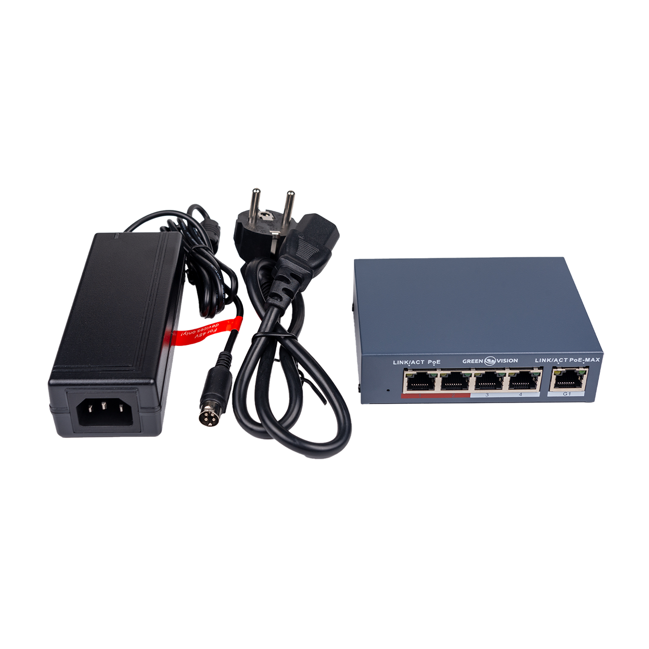 Коммутатор сетевой POE GreenVision GV-017-AI-4 1P