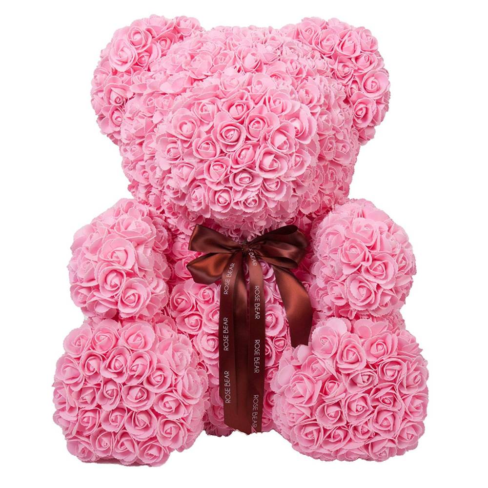 Ведмедик з 3D троянд Jellys Ніжно-рожевий Фоаміран 27 см (М4)
