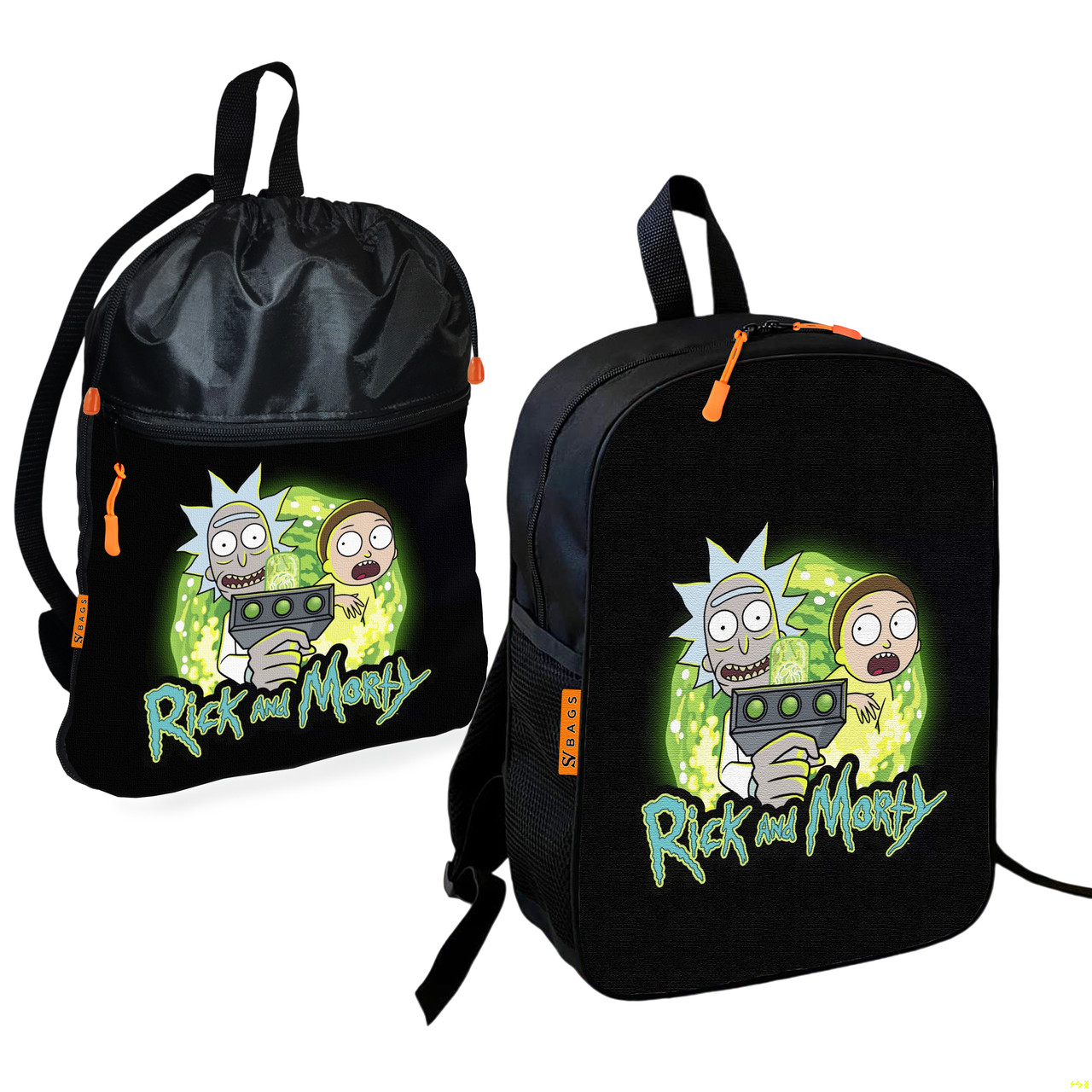 Шкільний рюкзак 36×27 см та сумка для взуття Rick and Morty, набір 2 шт