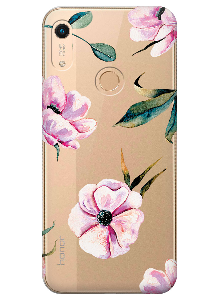 Прозорий силіконовий чохол iSwag для Huawei Y6s (2019) - Півонія (M1205)