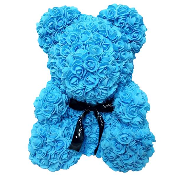 Мягкая игрушка Мишка из роз Bear Flowers Blue 27 см + подарочная коробка (hub_Wpgz45603)