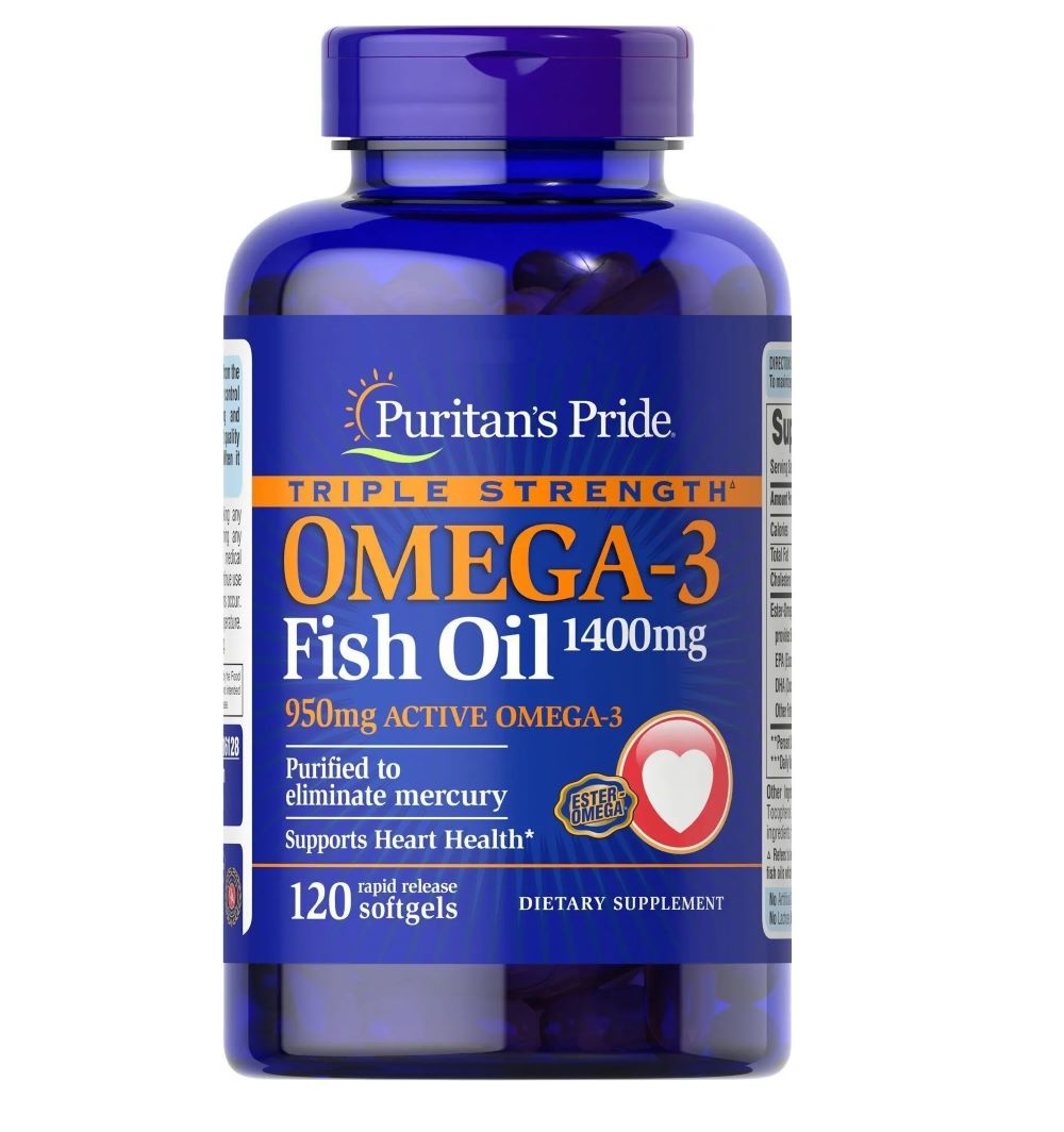 Омега 3 Puritan's Pride Triple Strength Omega-3 Fish Oil 1400 mg (950 mg Active Omega-3) 120 Softgels