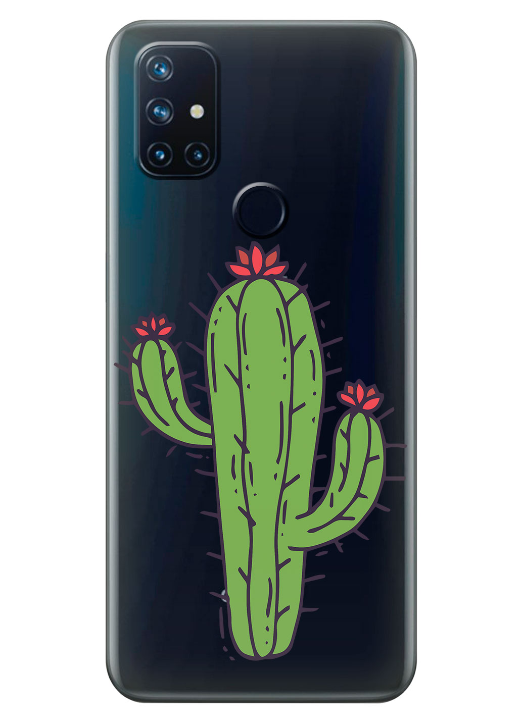 Прозрачный силиконовый чехол iSwag для OnePlus Nord N10 с рисунком - Тропический кактус (KS14771)